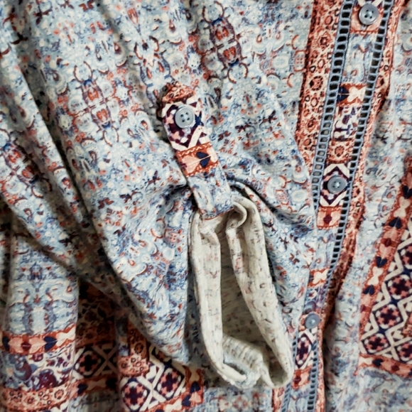 Style & Company Print Roll-tab Sleeve Button Front Shirt Top Women's 1X - Picture 9 of 11